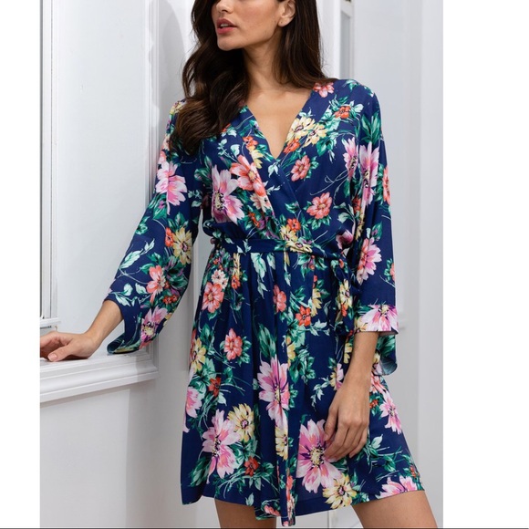 Yumi Kim Other - Yumi Kim Dream Lover Kimono Robe Wild Rose Navy